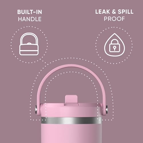 Hydrapeak Nomad 24 oz Tumbler with Handle and Straw Lid, Leakproof, Double Insulated, 24oz Cup Stainless Steel (Blush)