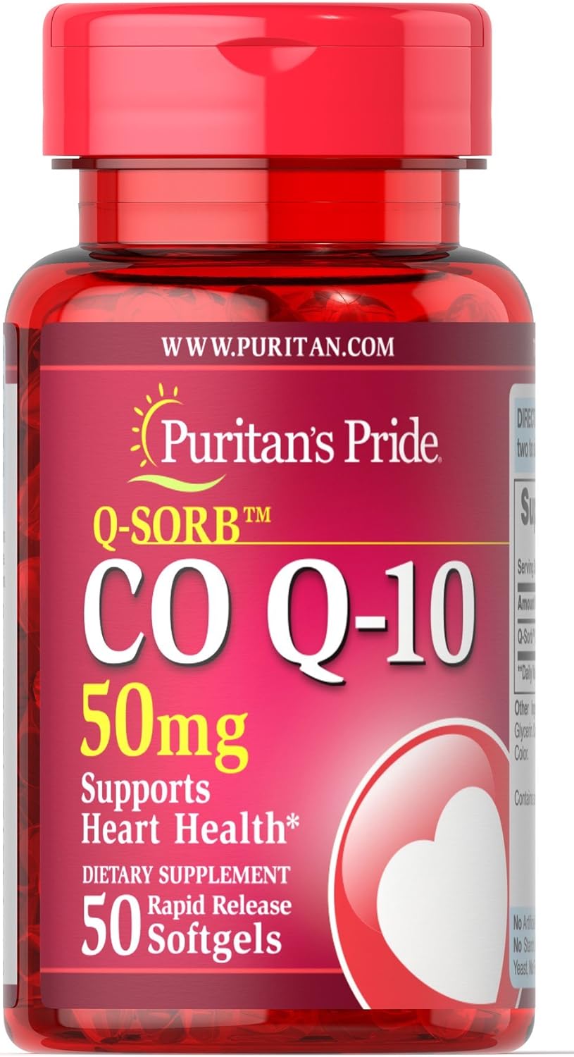 Puritans Pride Q-Sorb CoQ10 50mg, Contributes to Heart Wellness, 50 Rapid Release Softgels by Puritan's Pride