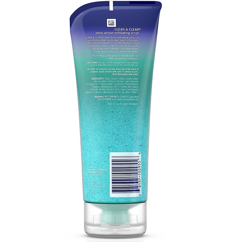 Clean & Clear Deep Action Exfoliating Facial Scrub 7 oz (Pack of 3)
