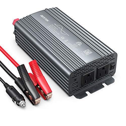 BESTEK 500W Pure Sine Wave Power Inverter DC 12V to AC(2 Outlets) 110V Car Charger Plug Inverter Adapter Converter with 4.2A Dual USB Charging Ports, ETL Listed