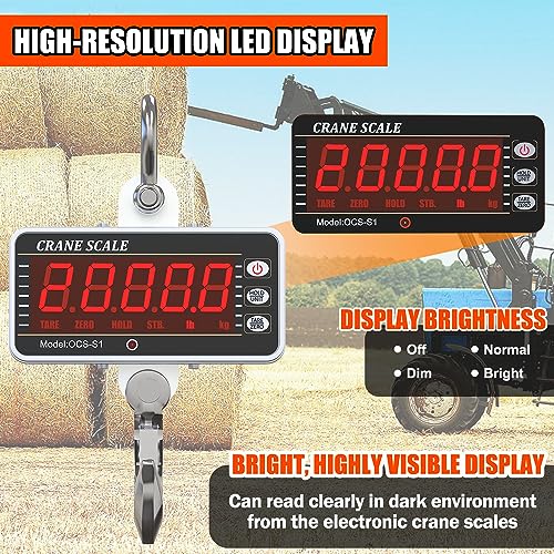 2200lb Digital Crane Scale High Precision Heavy Duty Industrial Hanging Scale with Remote Control Aluminum Case CE Certified Electronic Weighing Crane Scale, for Garage Farm Hunting (Orange)