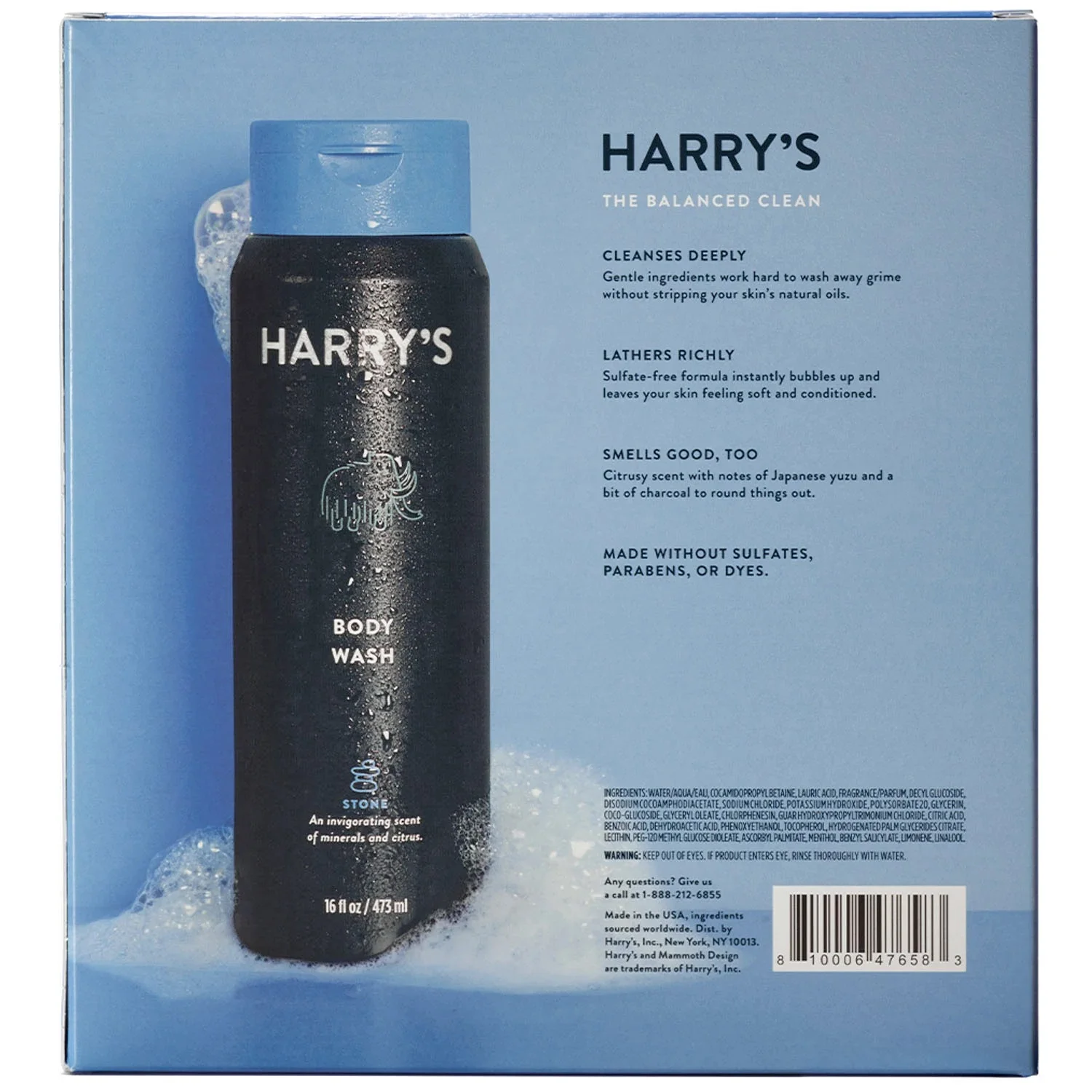Harry’s Men’s Body Wash, Stone Scent, 16 Fluid Ounce (Pack of 3)