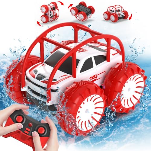 MaxTronic Amphibious Remote Control Car,Rechargeable RC Cars Toy 360° Flips Rotation Stunt Crawler 15KM/H 4WD All Terrain Outdoor Indoor Toy for Kids Boys Girls 3-12