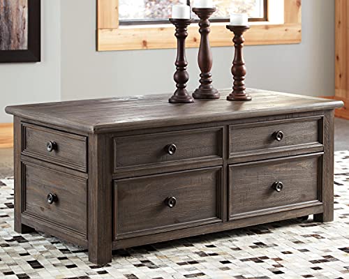 Signature Design by Ashley Bolanburg Farmhouse Lift Top Coffee Table with Drawers, Antique Cream & Brown
