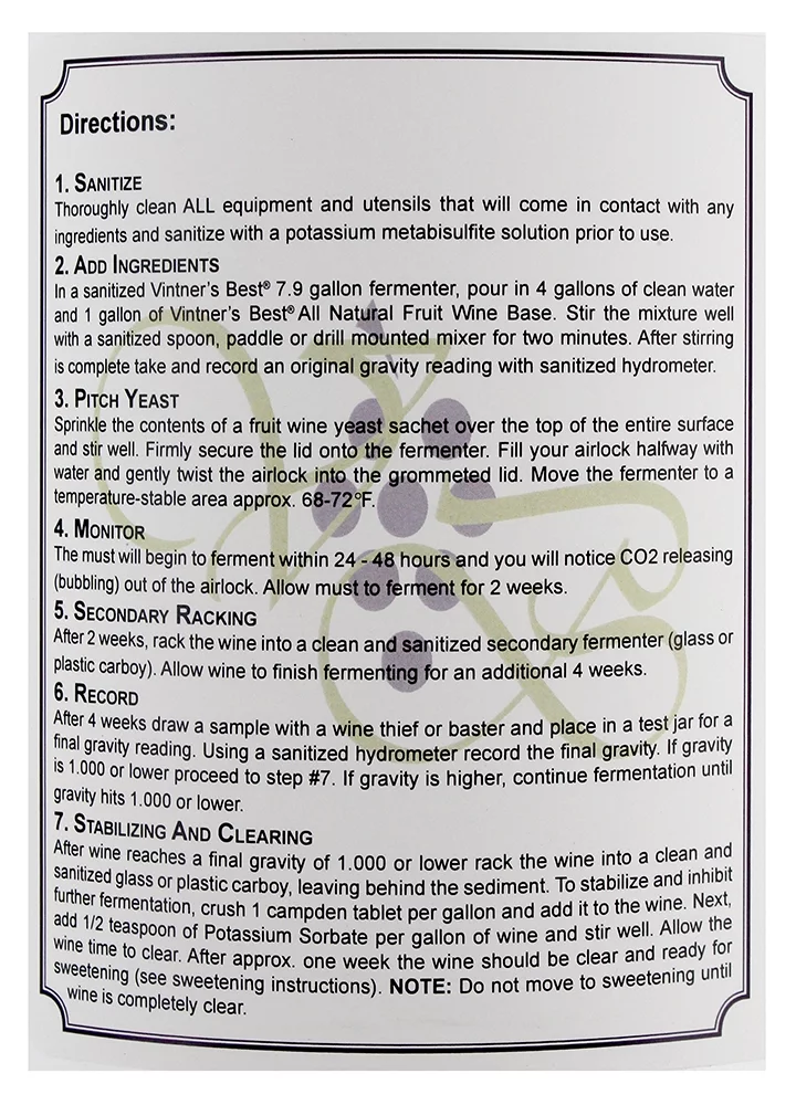 Vintner's Best Sangria Fruit Wine Base-128 oz. Jug