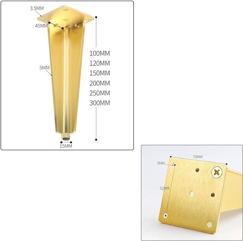 4 Piece Adjustable Furniture Feet, DIY Metal Cabinet Feet, Wardrobe Feet Bed Feet Sofa Feet Table Feet, Aluminium with Screws (Gold 30cm)(Gold,30cm)