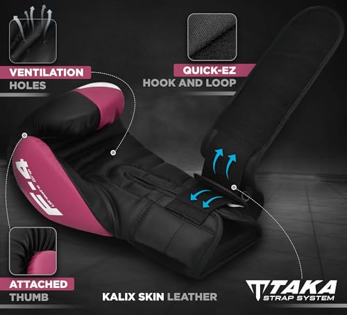 RDX Boxing Gloves, Maya Hide Leather Training Gloves for Muay Thai, Kickboxing, Sparring, Punch Bag, Punching Bag, Kickboxing Gloves, Martial Arts Training, Home Gym, Men, Women, 8 10 12 14 16 oz