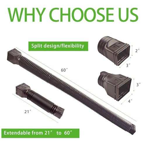 3pack Gutter downspout expansion Flexible, downspout gutter extension, downspout expansion shunt extendable from 21 to 60 inches (brown) (3 Pack brown downspout)