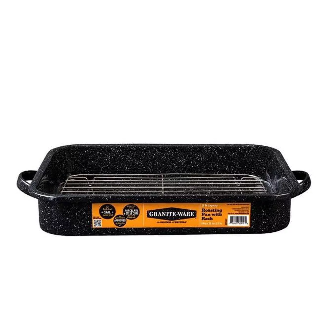 Graniteware 6066970 12 qt. Porcelain Enamel Roaster with Rack, Black