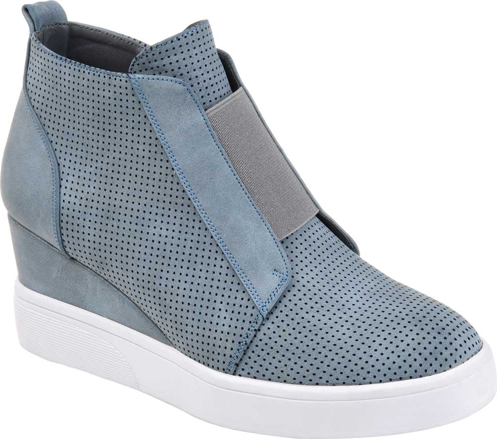 Journee Collection Womens Clara Round Toe Inside Zip Wedge Sneakers