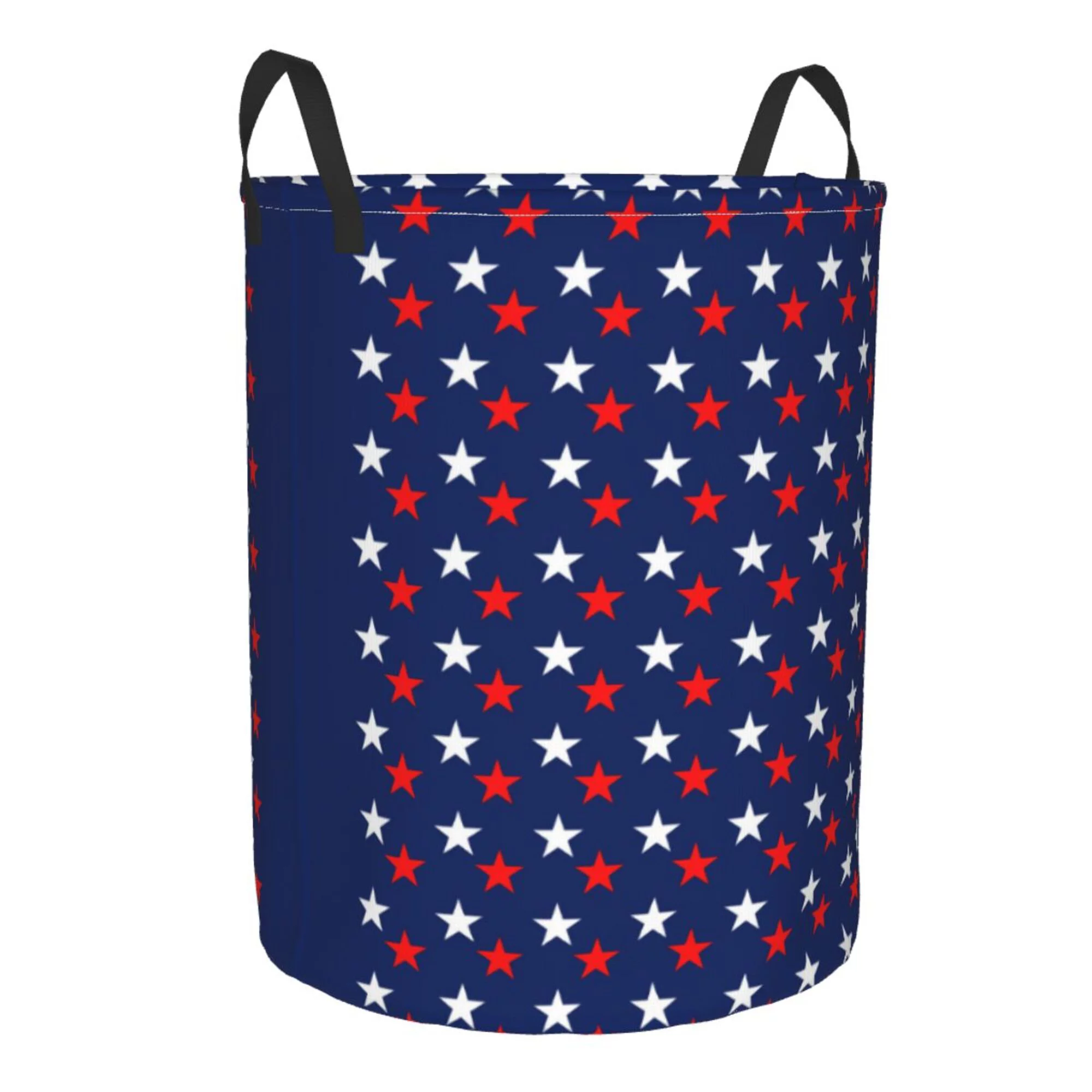 ZICANCN America Patriotic Red White Blue Stars Laundry Basket Organizer , Dirty Clothes Hamper for Bathroom Kids Girls Boys Laundry Hamper Medium