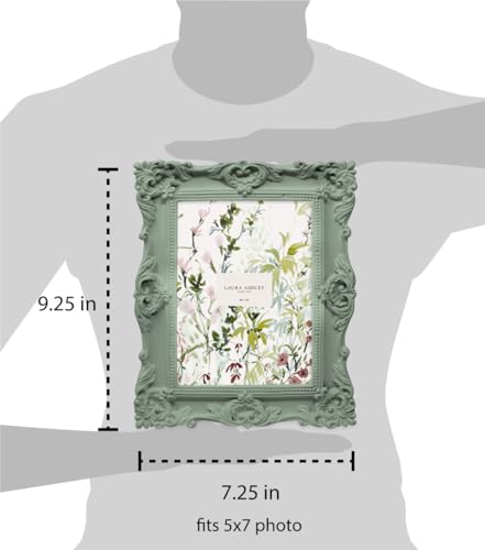 Laura Ashley 8x10 Black Ornate Textured Hand-Crafted Resin Picture Frame with Easel & Hook for Tabletop & Wall Display, Decorative Floral Design Home Decor, Photo Gallery, Art, More (8x10, Black)