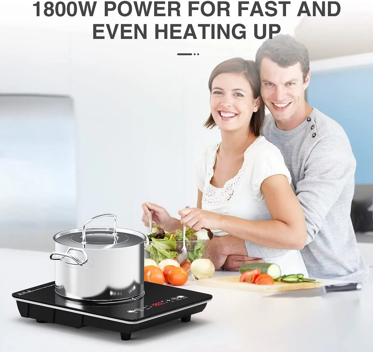 VBGK Portable Induction Cooktop Single Burner 1800W 120V with Plug,Countertop Hot Plate for Cooking,3H & Auto Shutdown Induction Burner,Child Lock Electric Cooktop