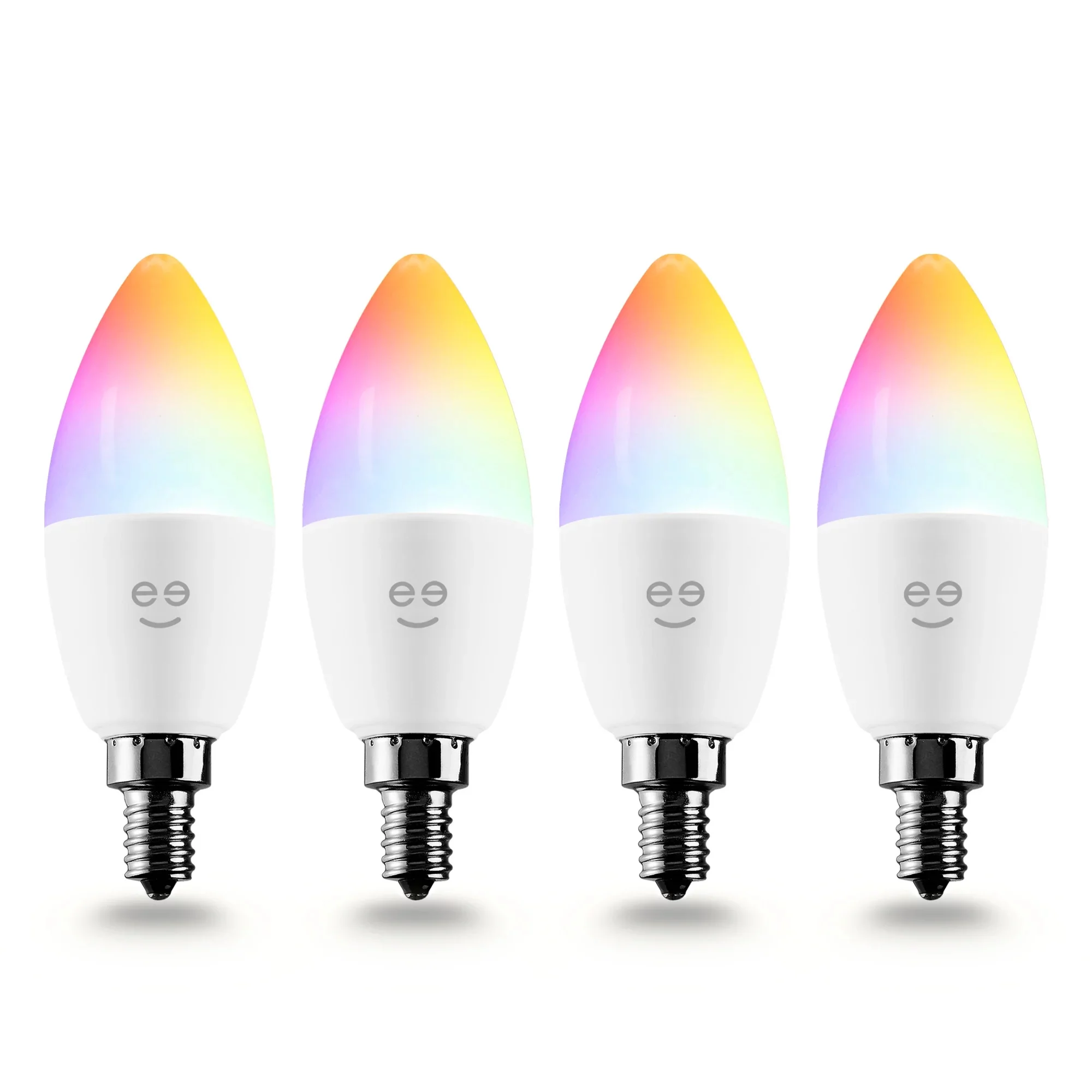 Geeni Prisma Plus Candle Wi-Fi LED Smart Bulb, B11 Candelabra, 4W, E12 Base 350lm Tunable and Dimmable RGB Bulb, Works with Alexa and The Google Home, No Hub Required (4 Pack)