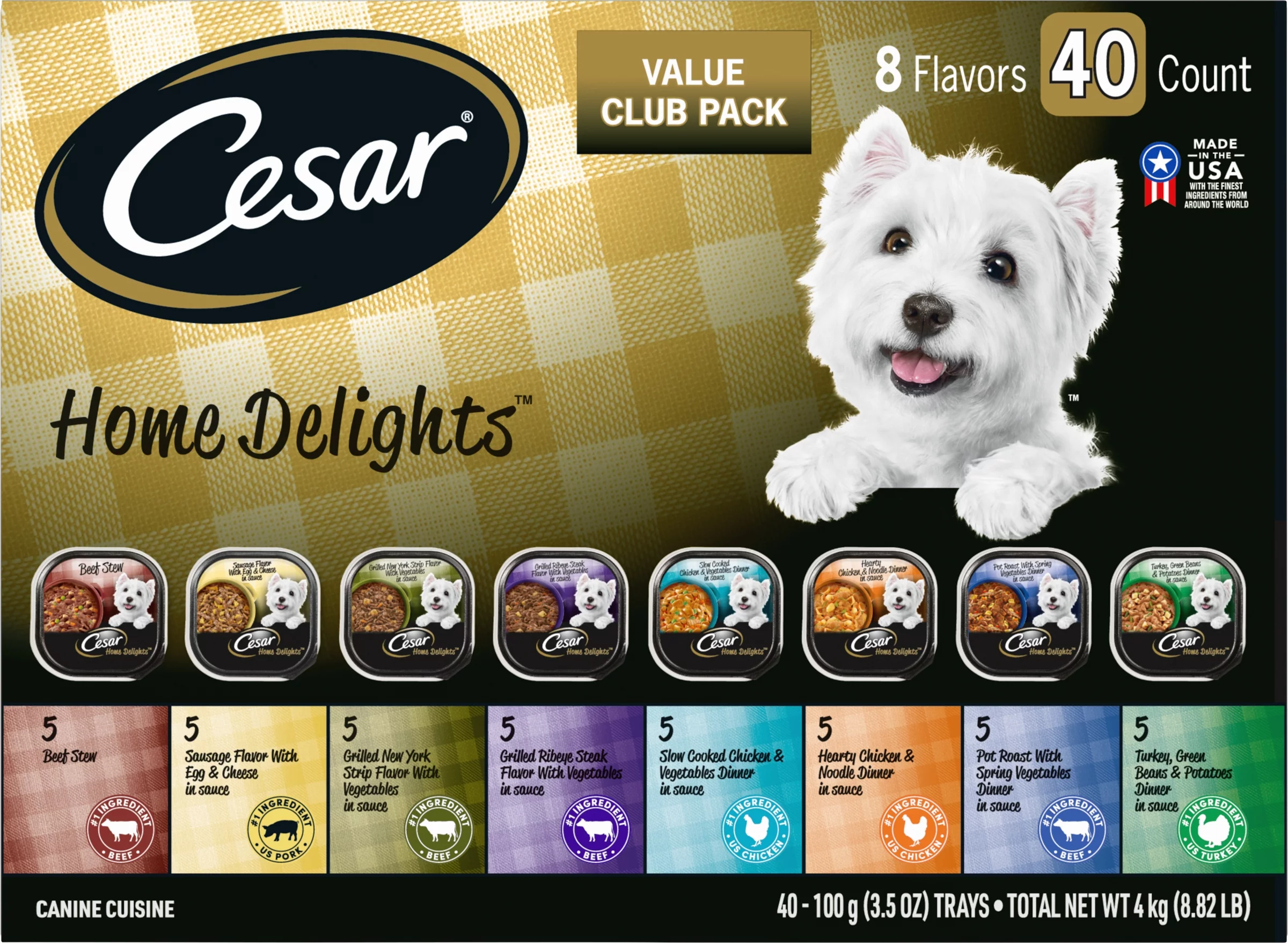 New 371134  Cesar Dog Home Delights Wet Food 3.5Z Variety Pack (40-Pack) Dog Food Cheap Wholesale Discount Bulk Pets Dog Food Boys