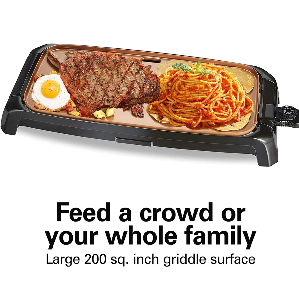 Nonstick Ceramic Electric Griddle - 200 Square Inch Cooking Surface