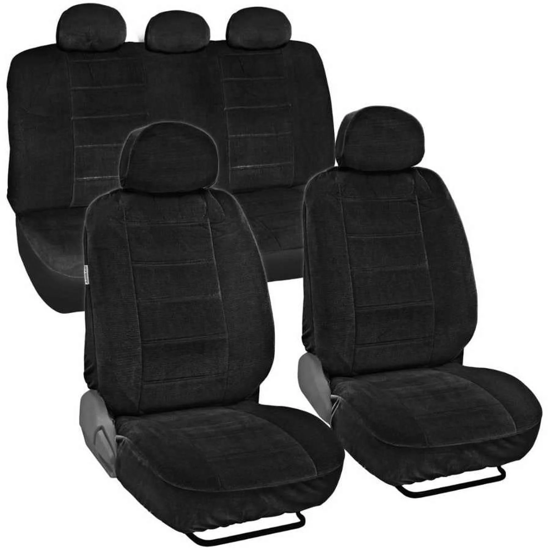 BDK Encore Dotted Cloth Car Seat Covers, Front and Rear Full Set, Low Back, 9 Pieces