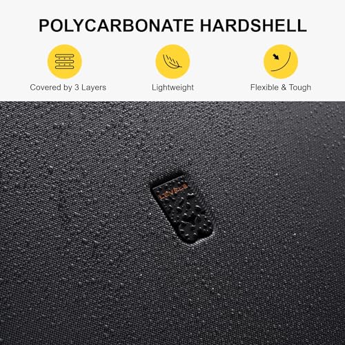 LEVEL8 Hard Shell Carry on Luggage Airline Approved, Carry-on Suitcases with Wheels, Lightweight Luminous Textured Hardside Travel Bag with Tsa Lock, 20 Inch, Black