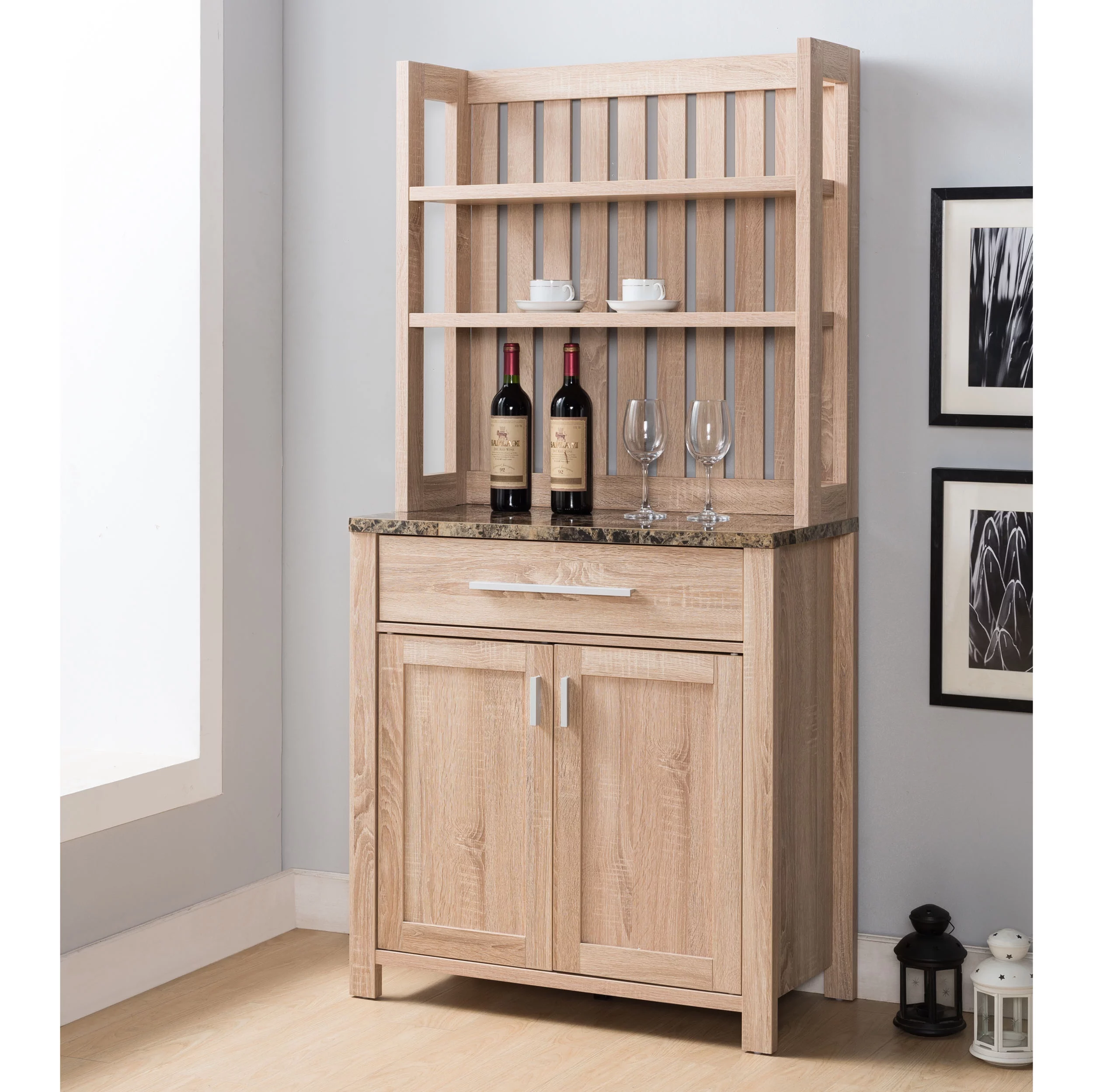 Furniture of America Baymo Multi-Layer Baker Rack, Weathered Sand