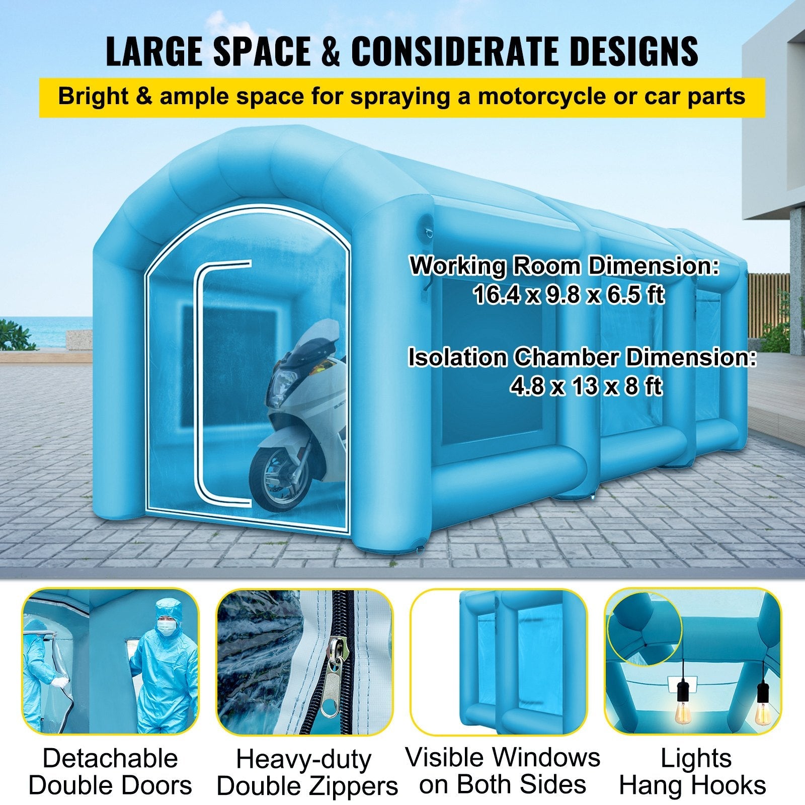 Premium Inflatable Spray Booth Car Paint Tent W/ Blowers – 23x13x8ft