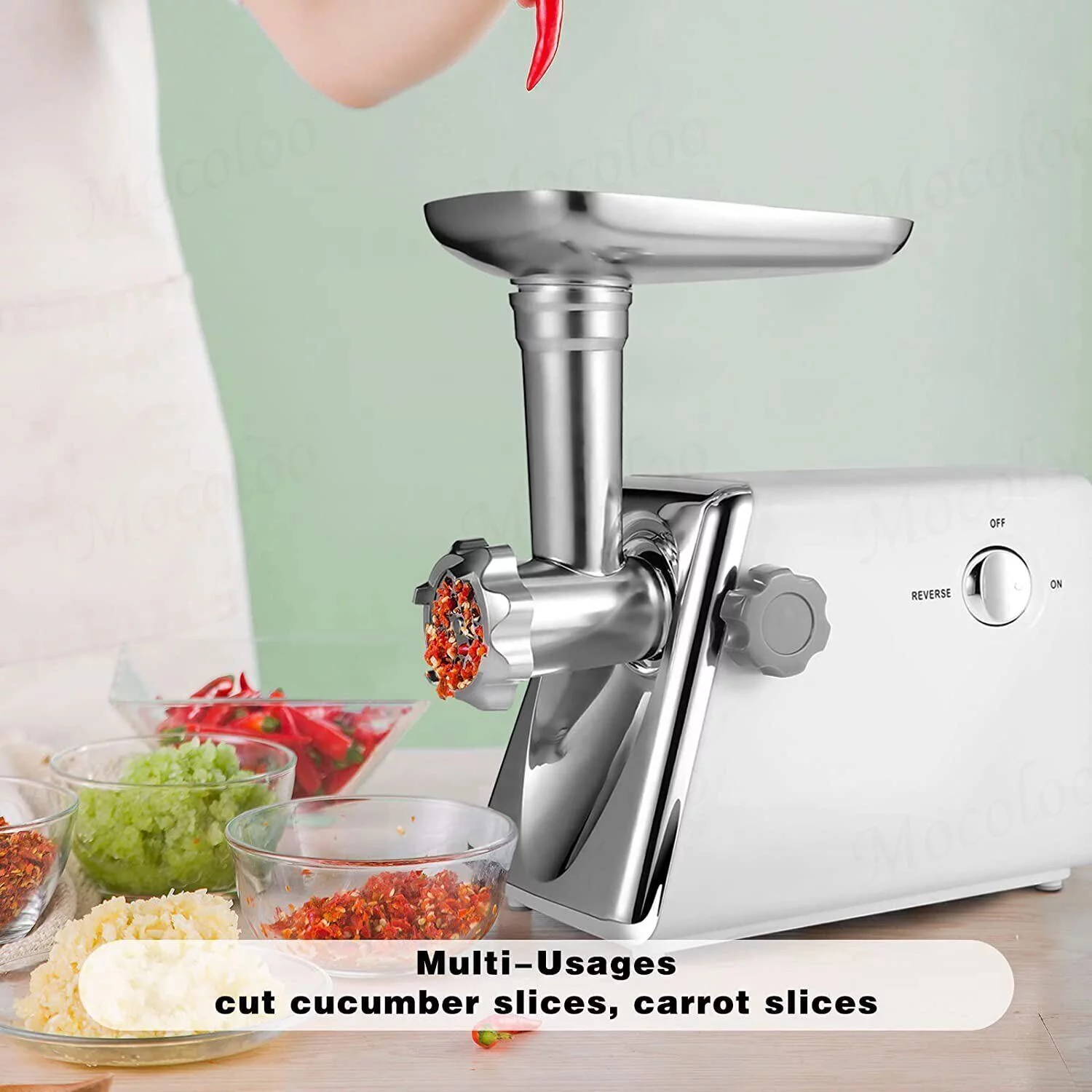 Mocoloo Electric Meat Grinder - Heavy Duty, White