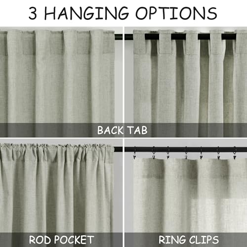 Beige Cafe Tier Curtains 36 Inch Length 2 Panels Semi Sheer Light Filtering Kitchen Window Curtains Over Sink Back Tab Rod Pocket Linen Textured Mini Curtains for Basement Laundry Room 30x36
