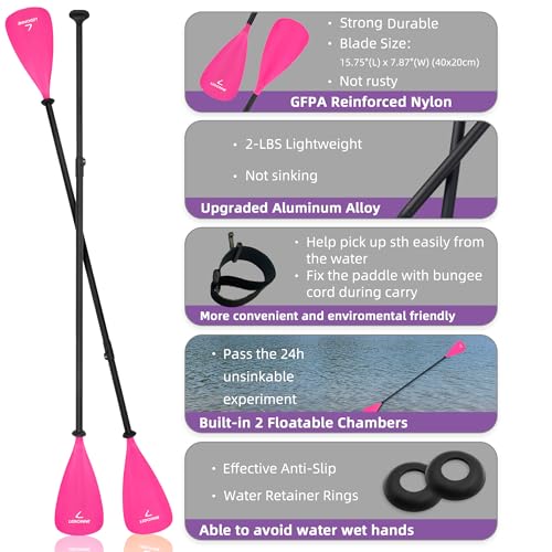 LEDONNE SUP Paddle 4-Piece Adjustable Kayak Paddle Floating Lightweight Paddle Board Oar with Aluminum Alloy Shaft and 2 Nylon Blades Best Price Based on Our 3 Million Sets Per Year 500 bought monthly
