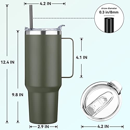 HASLE OUTFITTERS 40 oz Stainless Steel Tumbler with Handle, Vacuum Insulated Tumblers Bulk, Reusable Double Wall Travel Coffee Mug, Durable Powder Coated Water Bottle(Black, 1)