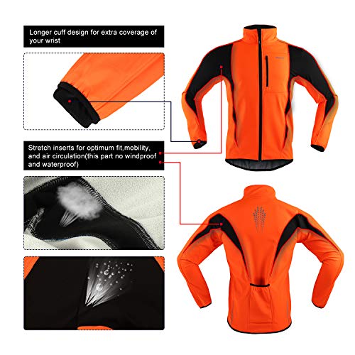 ARSUXEO Winter Warm UP Thermal Softshell Cycling Jacket Windproof Waterproof 15-k