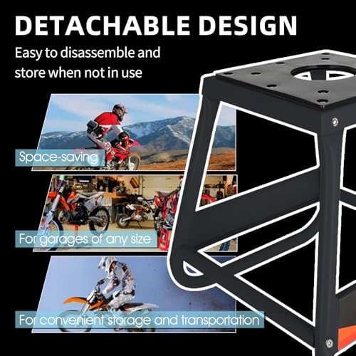 Dirt Bike Stand Motorcycle Lift Panel Stand Maintenance Detachable Anti Slip Heavy Duty Universal Stand for Most Motorcycles Motocross Dirt Bike Dual Sport Enduro Black