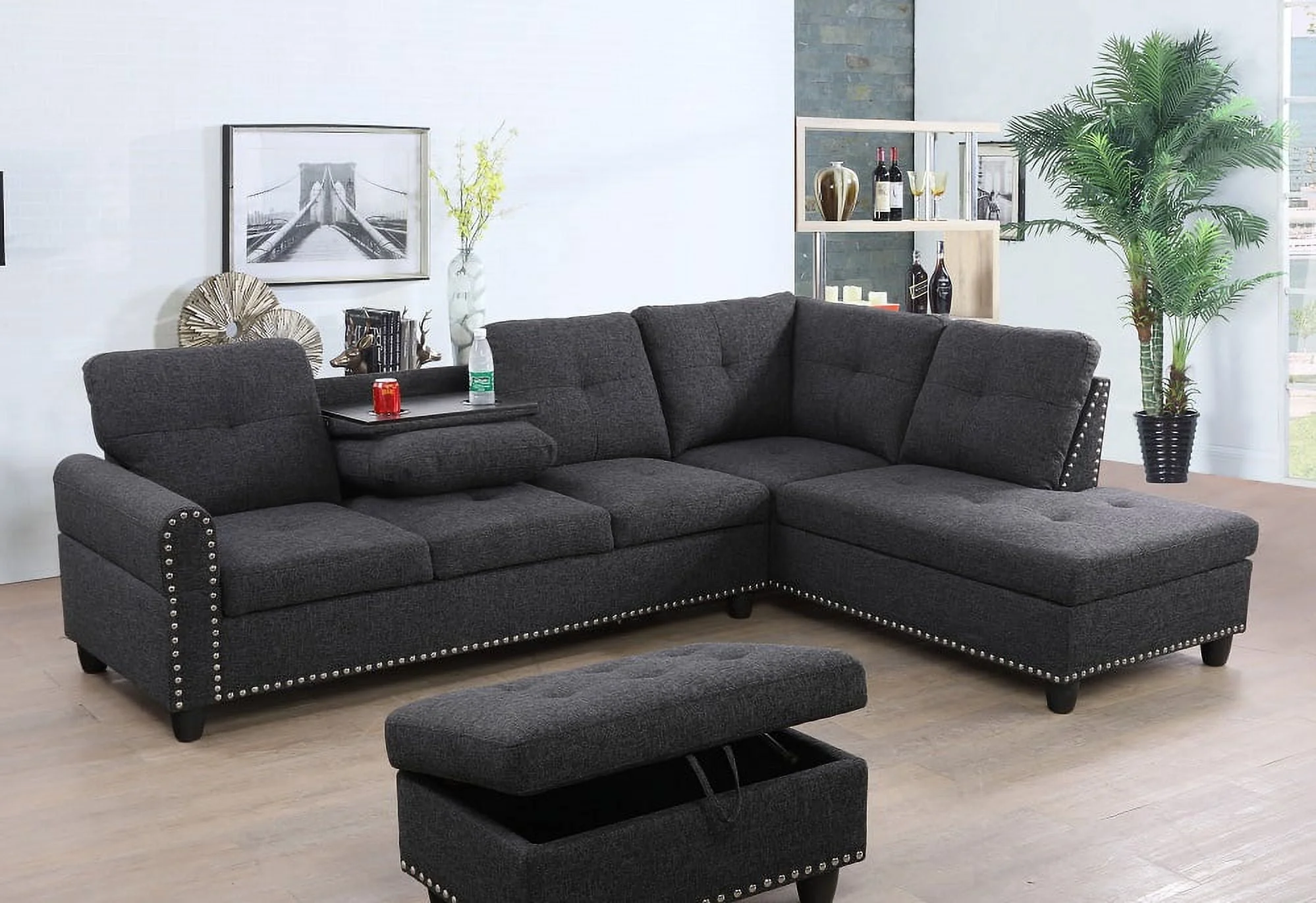 PonLiving Furniture Mulrey Sleeper Sectional with Storage Ottoman, Right & Left Hand Facing Mulrey Sleeper Sectional with Storage Ottoman, Right & Left Hand Facing