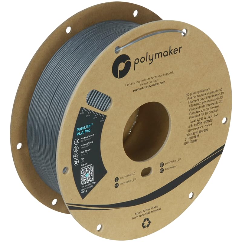 Polymaker PLA PRO Filament 1.75mm 1kg, Tough & High Rigidity White 3D Printing Filament, PolyLite PLA PRO 3D Printer Filament 1.75mm, Print with Most 3D Printers