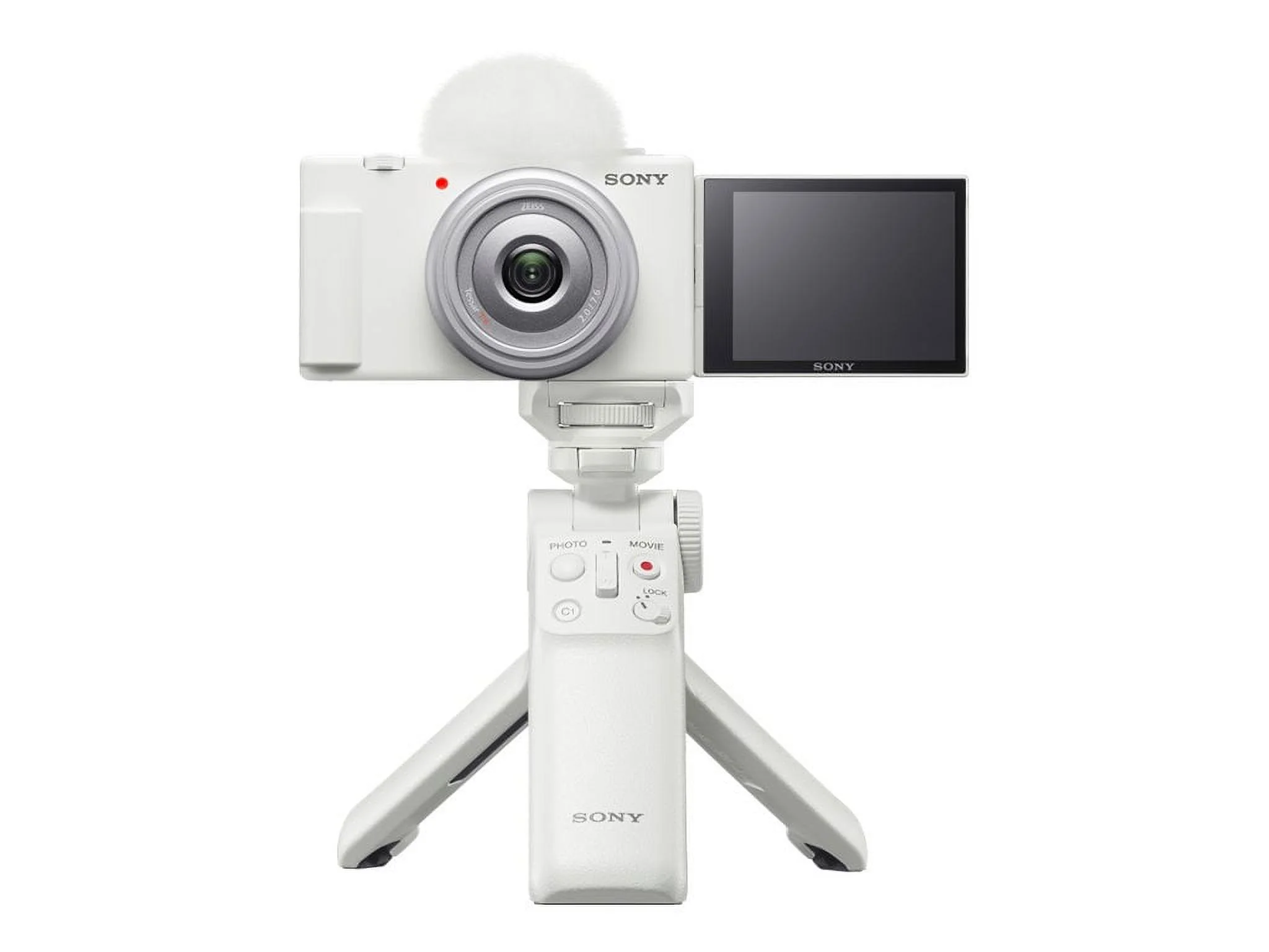 Sony ZV-1F - Digital camera - compact - 20.1 MP - 4K / 30 fps - ZEISS - Wi-Fi, Bluetooth - white