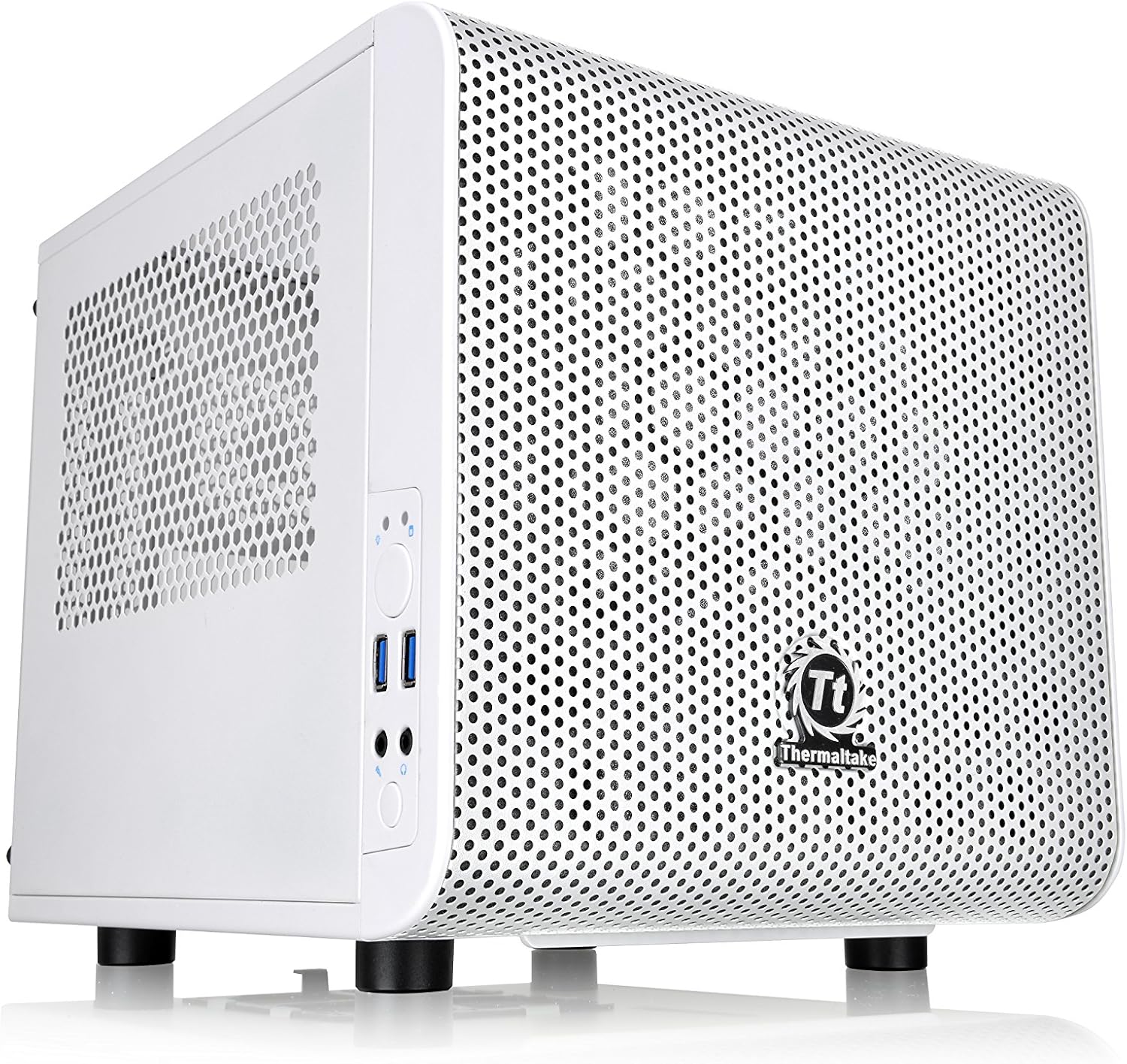 Thermaltake Core V1 Snow Edition SPCC Mini ITX Cube Computer Chassis CA-1B8-00S6WN-01, White
