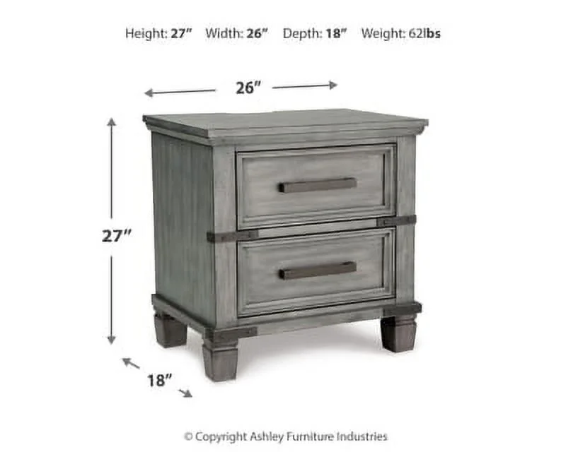 Signature Design by Ashley Russelyn 2 Drawer Nightstand, Gray