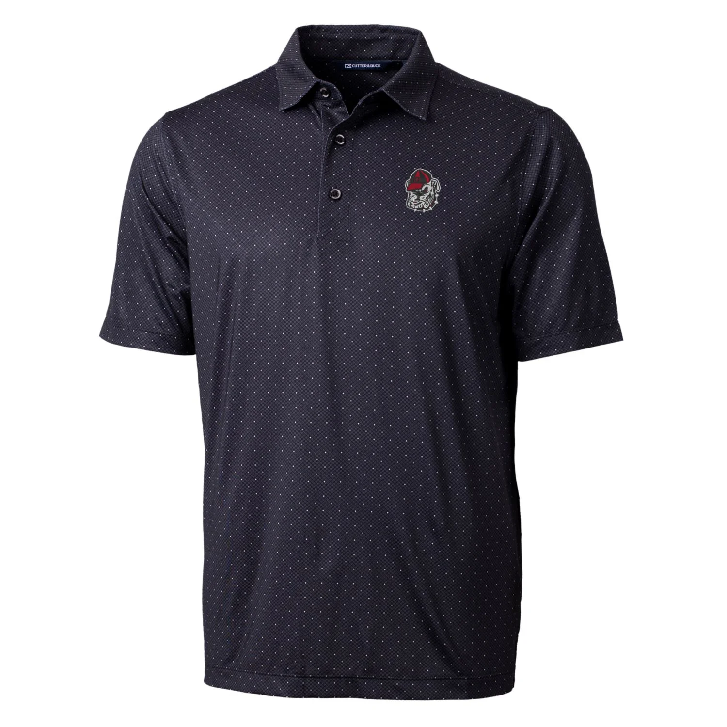 Men's Cutter & Buck Black Georgia Bulldogs Pike Double Dot Print Stretch Polo