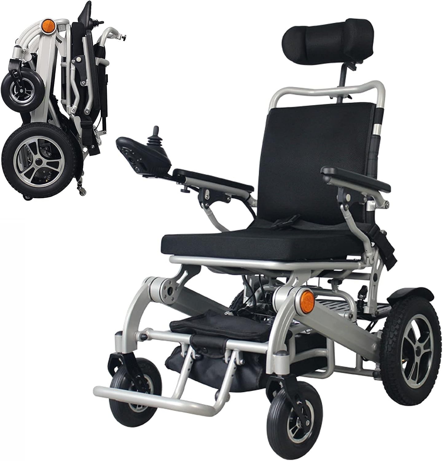 Deluxe Electric Wheelchair Motorized Foldable, Dual 500W Motors, All Terrain, Dual Battery Portable,Auto Adjusting Backrest Lightweight Reclining Electric Wheelchair