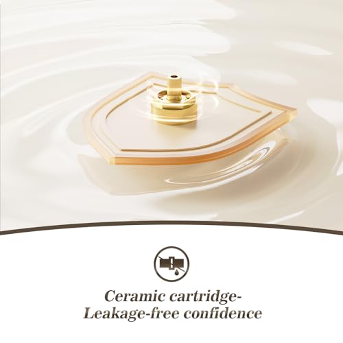 Phiestina Brushed Gold One Hole High Bathroom Vessel Sink Faucet, Single Hole Single Handle Tall Bathroom Faucet, with Pop Up Drain and Water Supply Line,FH01-BG-V