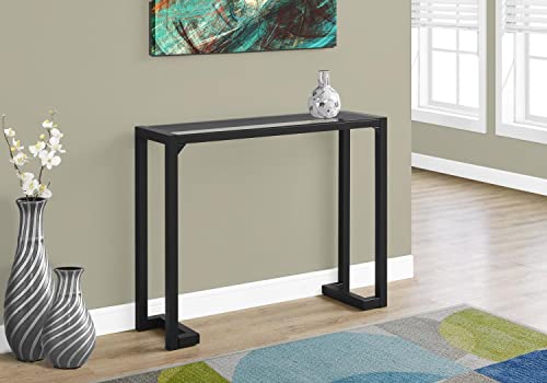 Monarch Specialties I Accent Table-42 L Tempered Glass Hall Console, Black