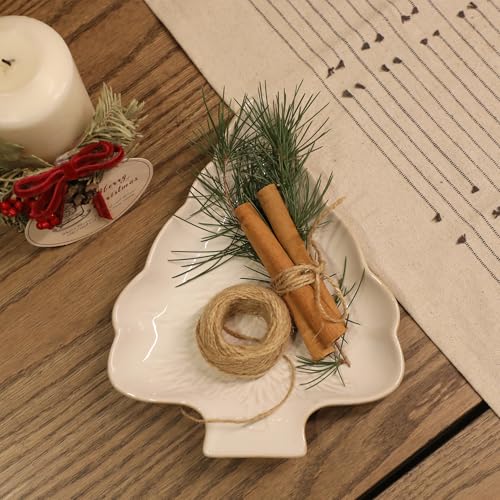 Christmas Tree - Shaped Decorative Porcelain Dish Serving Tray, Festive Candy Dish, Xmas Themed Ceramic Platter Ideal for Holiday Treats, Cookie, Decorative Tabletop Display