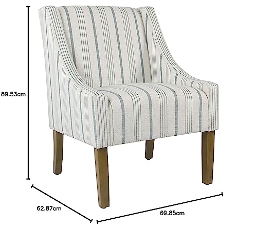 HomePop Velvet Swoop Arm Accent Chair, Suri Blue