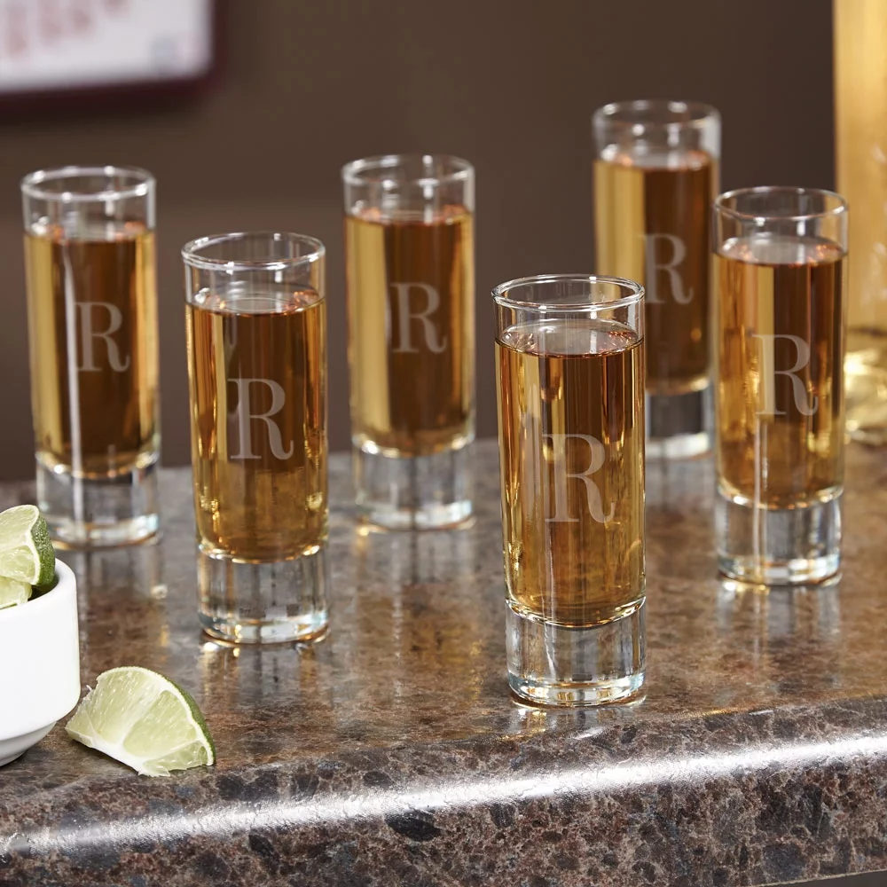 Tall Personalized Shot Glasses, Set of Six