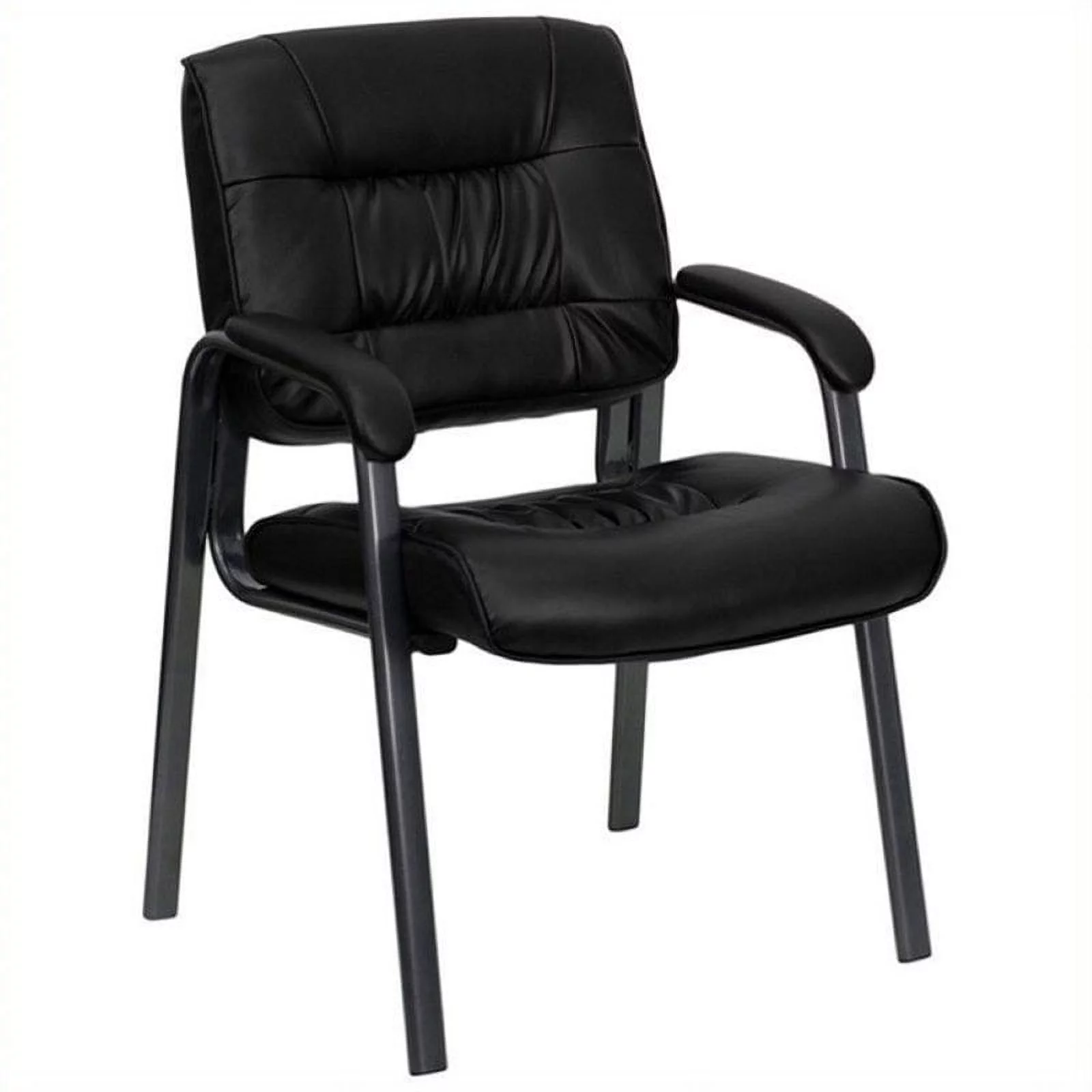 Scranton & Co Leather Guest Chair with Titanium Frame in Black