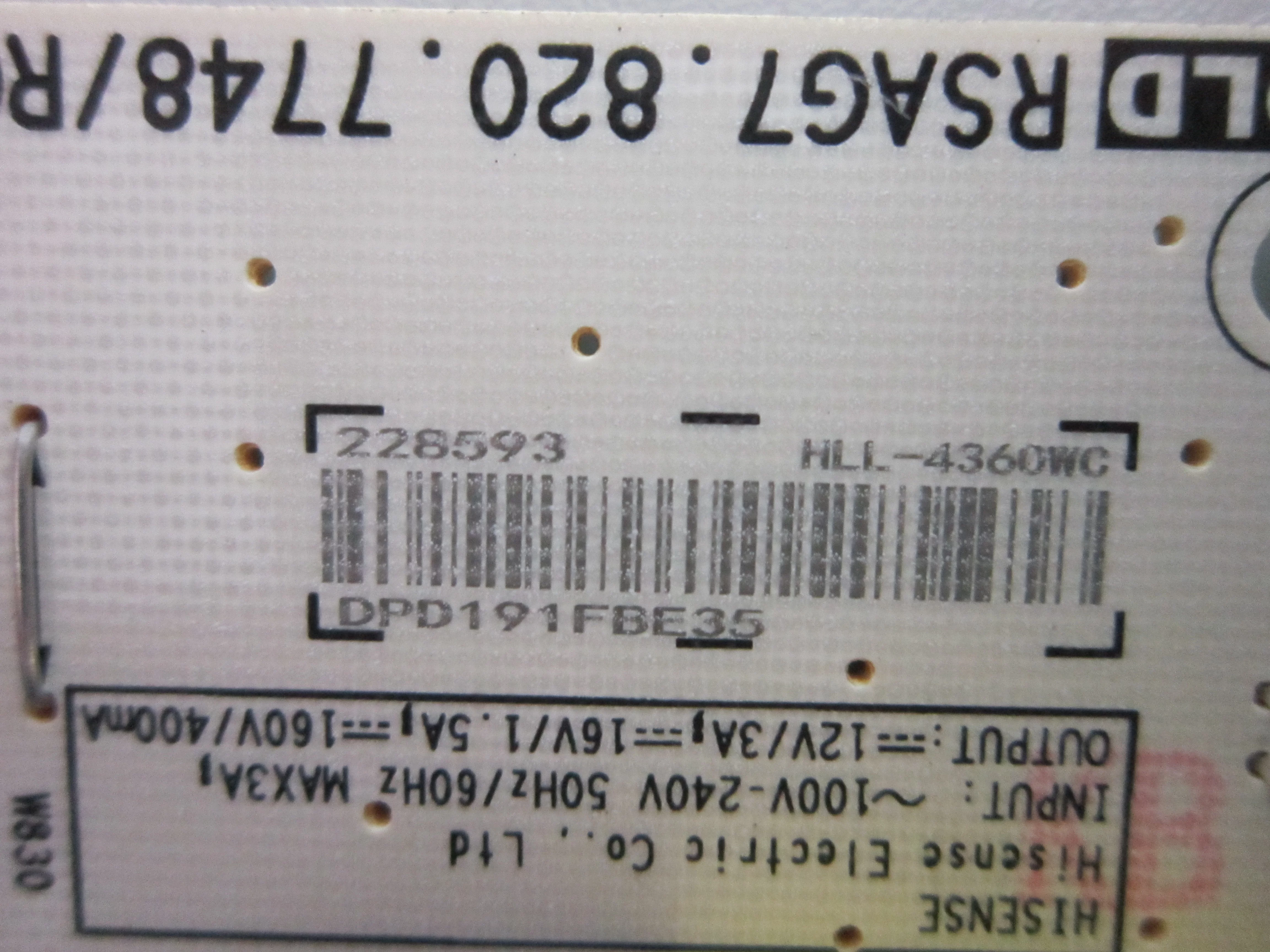 Hisense 50R6E Power Supply (RSAG7.820.7748/ROH) 228593