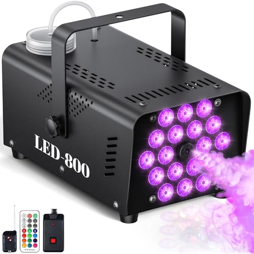 Fog Machine, 800W Smoke Machine With 13-Color LED Effects, 3500CFM Smoke Machine Fog Output, Wired And Wireless Remote Control,Ideal For Halloween, Wedding And DJ Stage