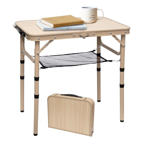 Small Folding Table 2FT Lightweight Portable Aluminum Camping Table for Picnic and Camping Mini Foldable with Adjustable Extended Height,Silver