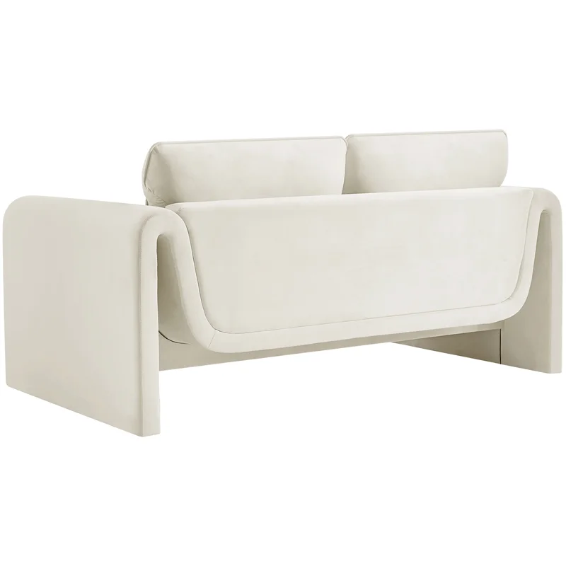 Meridian Furniture Sloan Cream Velvet Fabric Loveseat