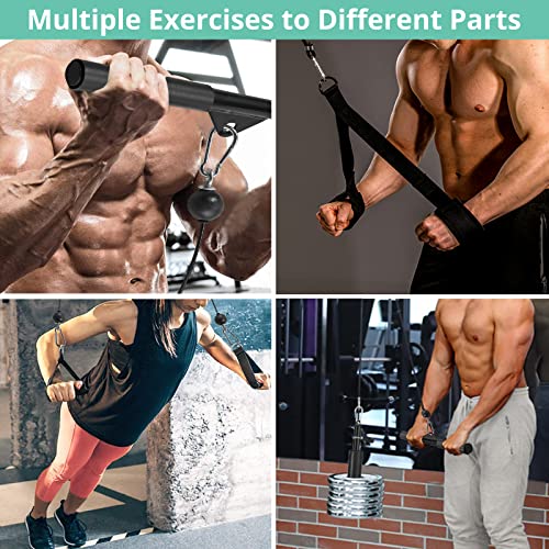 VINTEAM Pulley System, Pulley Cable Machine DIY Workout Accessories with Tricep Rope, LAT Pull Down Bar, Gym Cable for Triceps Extensions, Biceps Curl, Forearm