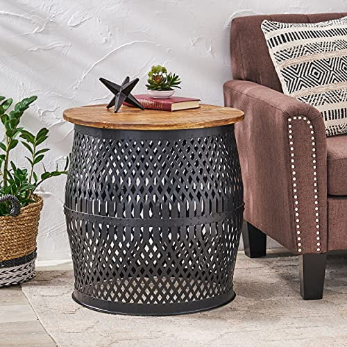 Christopher Knight Home Niver Side Table, Black + Natural