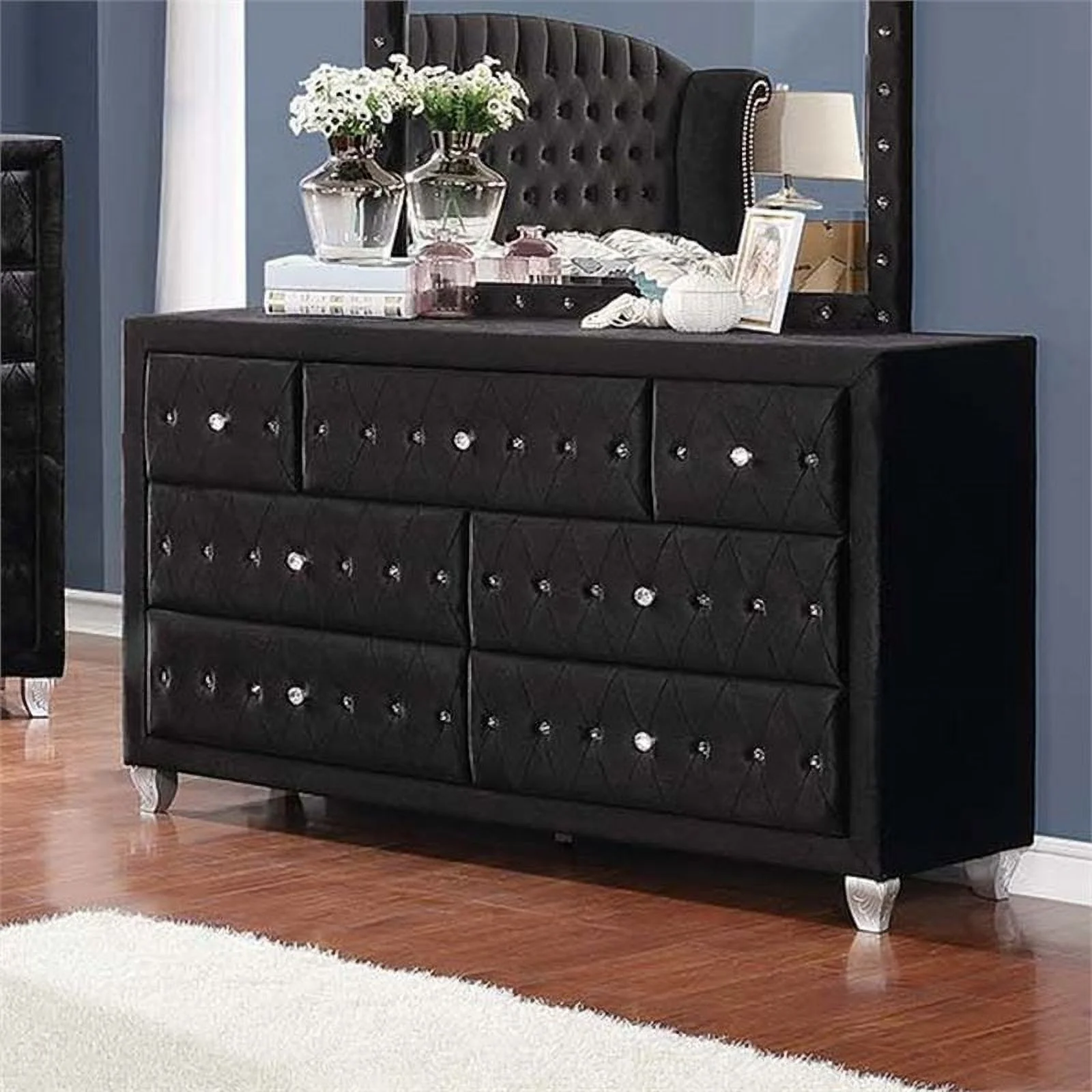 Stonecroft Furniture Dove Way 5 Piece Queen Wingback Bedroom Set in Black